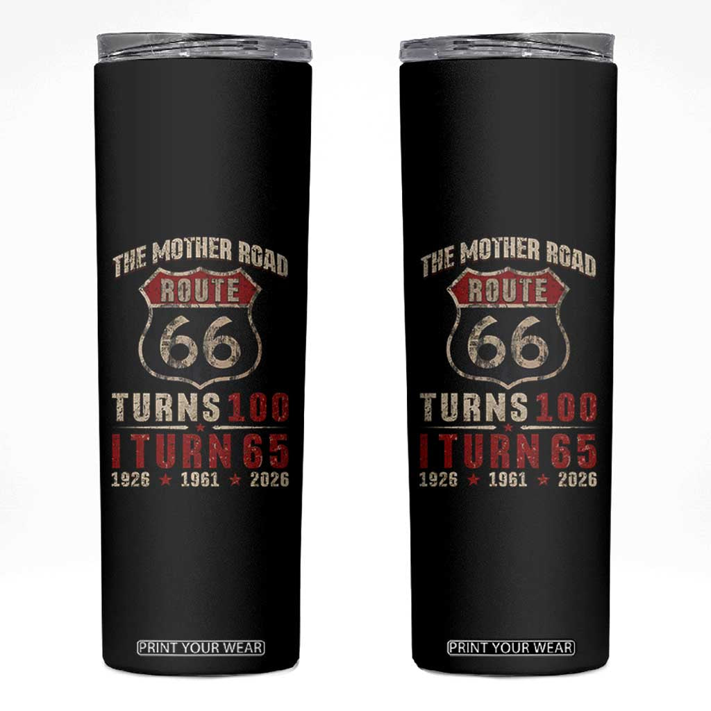 Route Highway 66 Turns 100 I Turn 65 Skinny Tumbler Vintage 1961 Road Sign 65th Birthday Gift