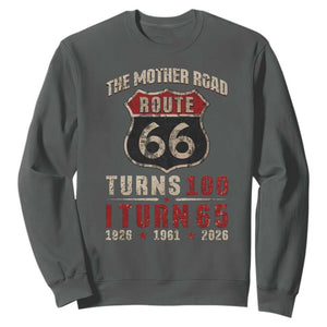 Route Highway 66 Turns 100 I Turn 65 Sweatshirt Vintage 1961 Road Sign 65th Birthday Gift
