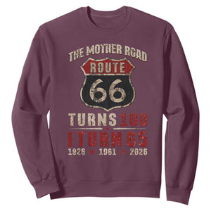 Route Highway 66 Turns 100 I Turn 65 Sweatshirt Vintage 1961 Road Sign 65th Birthday Gift