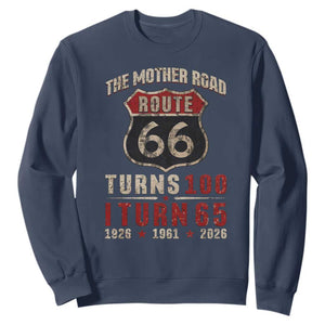 Route Highway 66 Turns 100 I Turn 65 Sweatshirt Vintage 1961 Road Sign 65th Birthday Gift