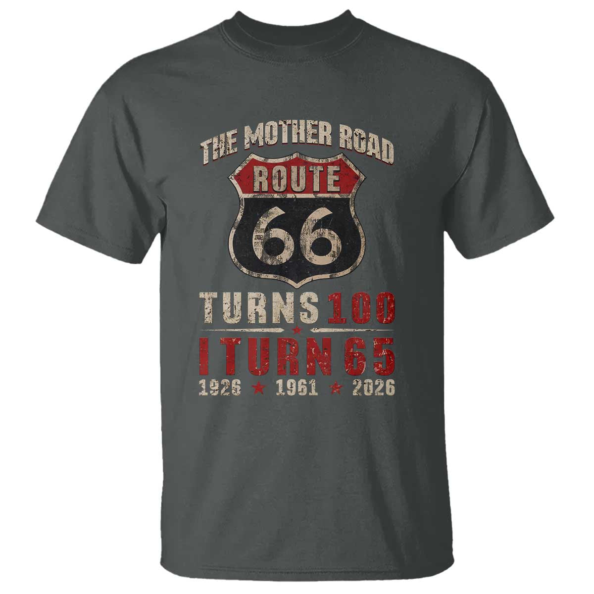 Route Highway 66 Turns 100 I Turn 65 T Shirt Vintage 1961 Road Sign 65th Birthday Gift