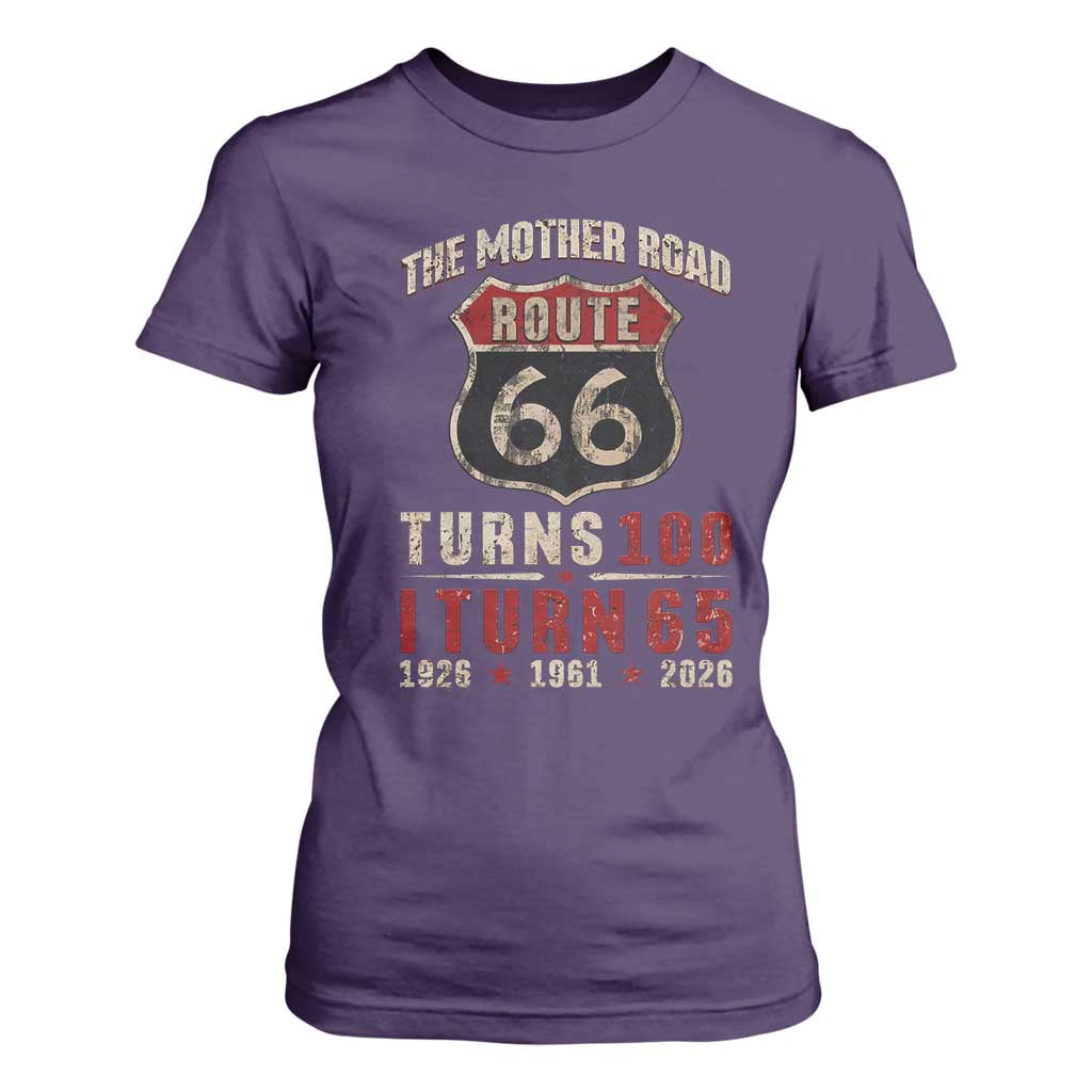 Route Highway 66 Turns 100 I Turn 65 T Shirt For Women Vintage 1961 Road Sign 65th Birthday Gift