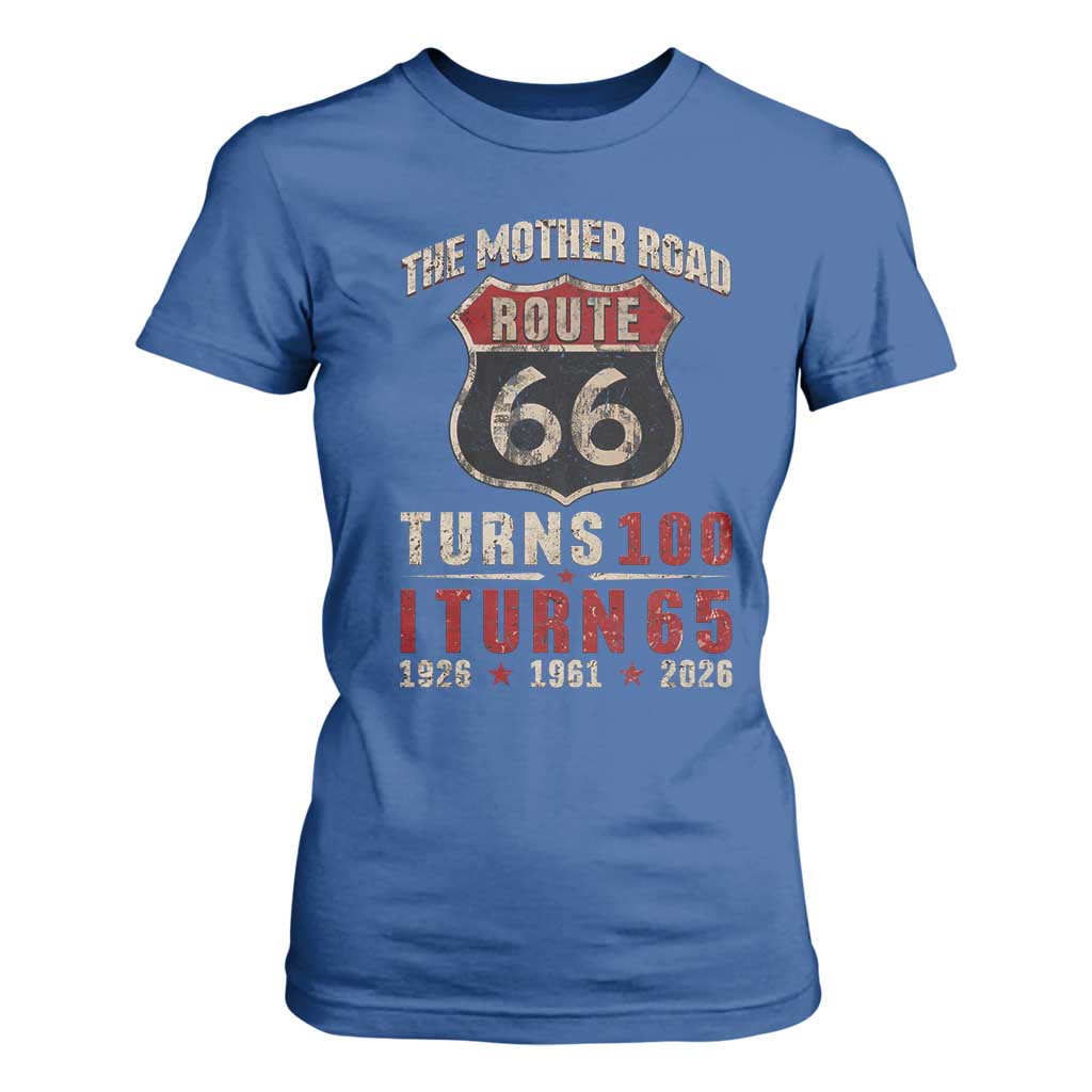 Route Highway 66 Turns 100 I Turn 65 T Shirt For Women Vintage 1961 Road Sign 65th Birthday Gift