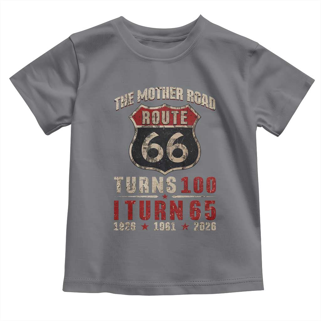 Route Highway 66 Turns 100 I Turn 65 Toddler T Shirt Vintage 1961 Road Sign 65th Birthday Gift