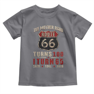 Route Highway 66 Turns 100 I Turn 65 Toddler T Shirt Vintage 1961 Road Sign 65th Birthday Gift