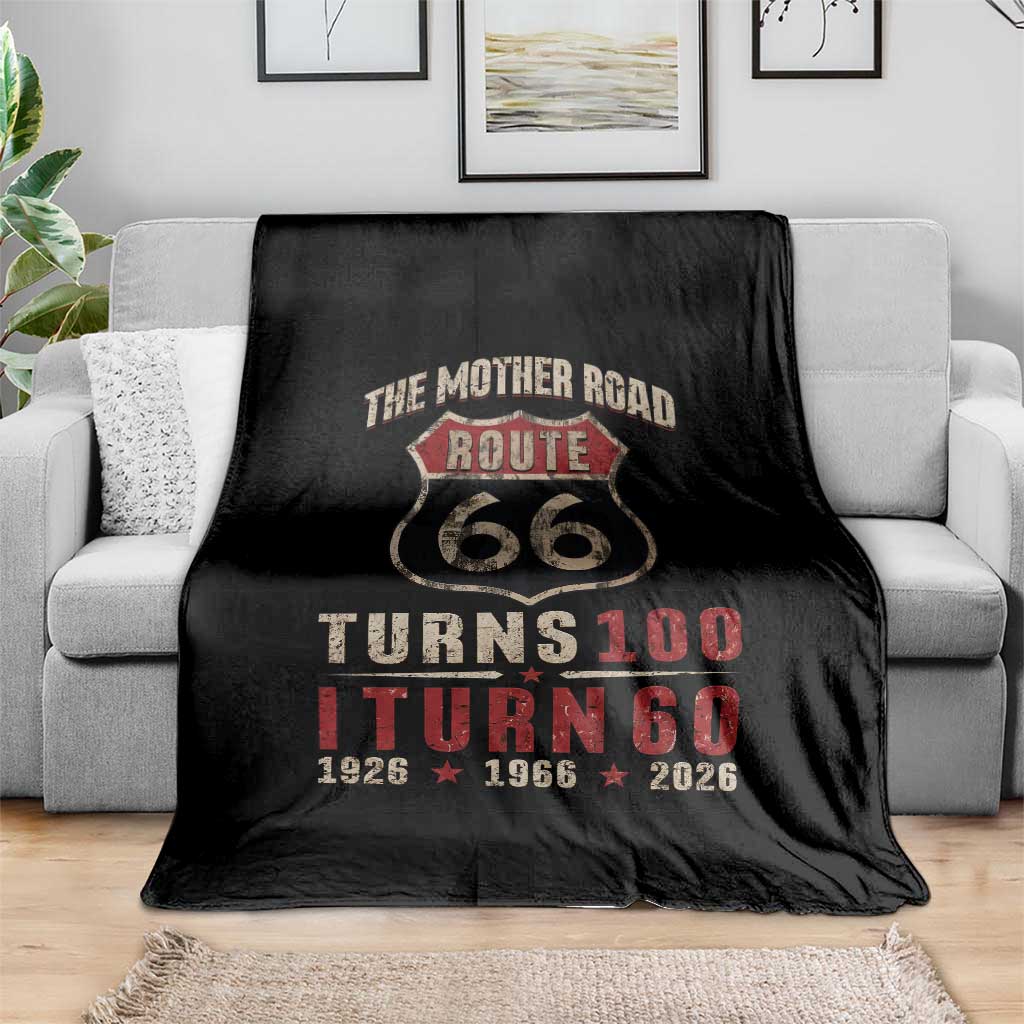 Route Highway 66 Turns 100 I Turn 60 Throw Blanket Vintage 1966 Road Sign 60th Birthday Gift