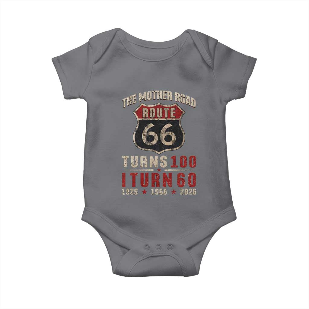 Route Highway 66 Turns 100 I Turn 60 Baby Onesie Vintage 1966 Road Sign 60th Birthday Gift