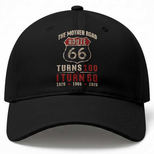 Route Highway 66 Turns 100 I Turn 60 Baseball Cap Vintage 1966 Road Sign 60th Birthday Gift