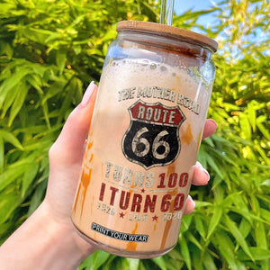 Route Highway 66 Turns 100 I Turn 60 Glass Can Vintage 1966 Road Sign 60th Birthday Gift