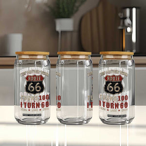 Route Highway 66 Turns 100 I Turn 60 Glass Can Vintage 1966 Road Sign 60th Birthday Gift