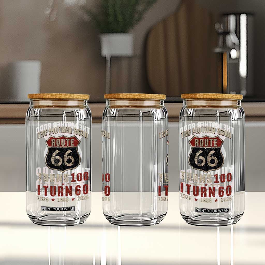 Route Highway 66 Turns 100 I Turn 60 Glass Can Vintage 1966 Road Sign 60th Birthday Gift