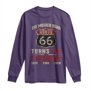 Route Highway 66 Turns 100 I Turn 60 Long Sleeve Shirt Vintage 1966 Road Sign 60th Birthday Gift