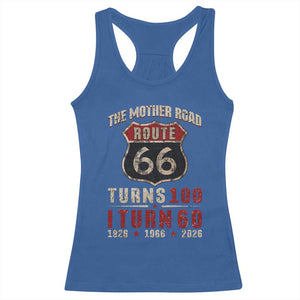 Route Highway 66 Turns 100 I Turn 60 Racerback Tank Top Vintage 1966 Road Sign 60th Birthday Gift
