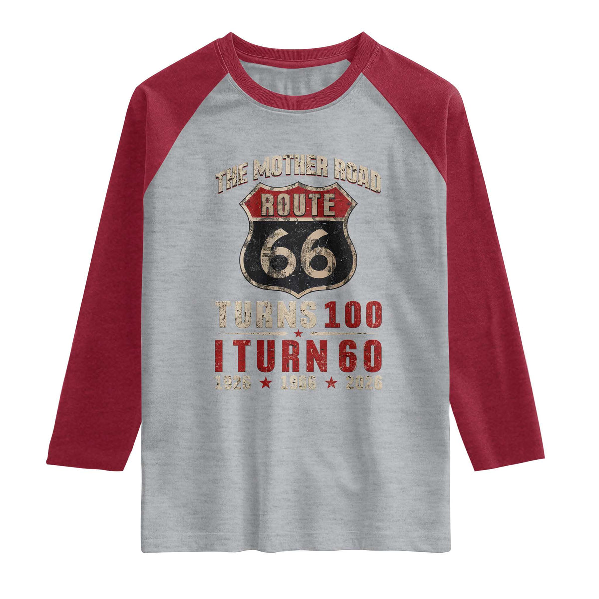 Route Highway 66 Turns 100 I Turn 60 Raglan Shirt Vintage 1966 Road Sign 60th Birthday Gift