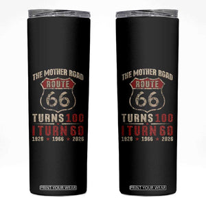 Route Highway 66 Turns 100 I Turn 60 Skinny Tumbler Vintage 1966 Road Sign 60th Birthday Gift