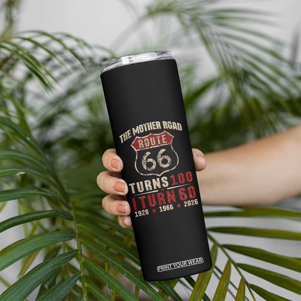 Route Highway 66 Turns 100 I Turn 60 Skinny Tumbler Vintage 1966 Road Sign 60th Birthday Gift
