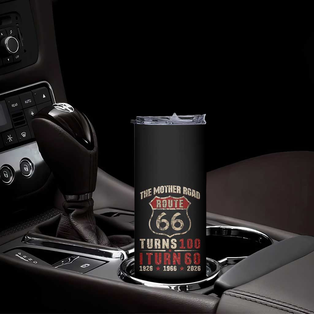 Route Highway 66 Turns 100 I Turn 60 Skinny Tumbler Vintage 1966 Road Sign 60th Birthday Gift