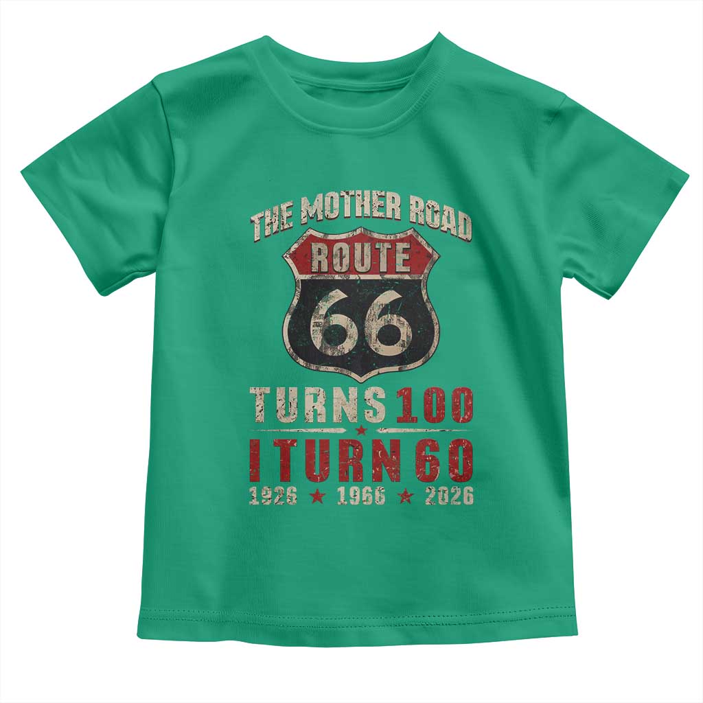 Route Highway 66 Turns 100 I Turn 60 Toddler T Shirt Vintage 1966 Road Sign 60th Birthday Gift