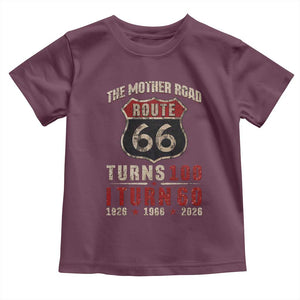 Route Highway 66 Turns 100 I Turn 60 Toddler T Shirt Vintage 1966 Road Sign 60th Birthday Gift