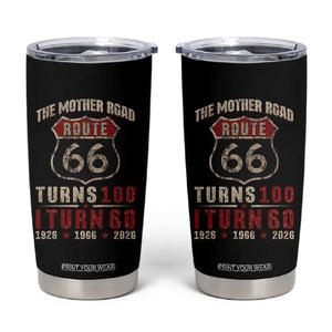 Route Highway 66 Turns 100 I Turn 60 Tumbler Cup Vintage 1966 Road Sign 60th Birthday Gift