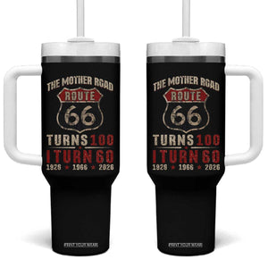 Route Highway 66 Turns 100 I Turn 60 Tumbler With Handle Vintage 1966 Road Sign 60th Birthday Gift