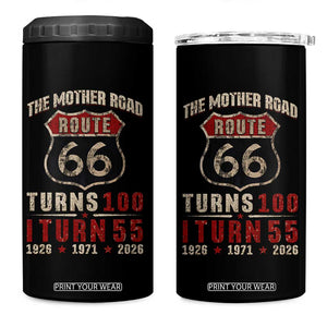 Route Highway 66 Turns 100 I Turn 55 4 in 1 Can Cooler Tumbler Vintage 1971 Road Sign 55th Birthday Gift
