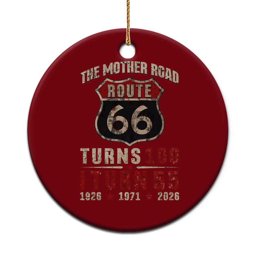 Route Highway 66 Turns 100 I Turn 55 Ceramic Ornament Vintage 1971 Road Sign 55th Birthday Gift TS14 1pc Red Print Your Wear