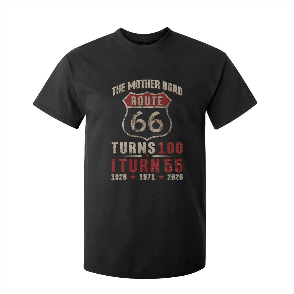 Route Highway 66 Turns 100 I Turn 55 T Shirt For Kid Vintage 1971 Road Sign 55th Birthday Gift