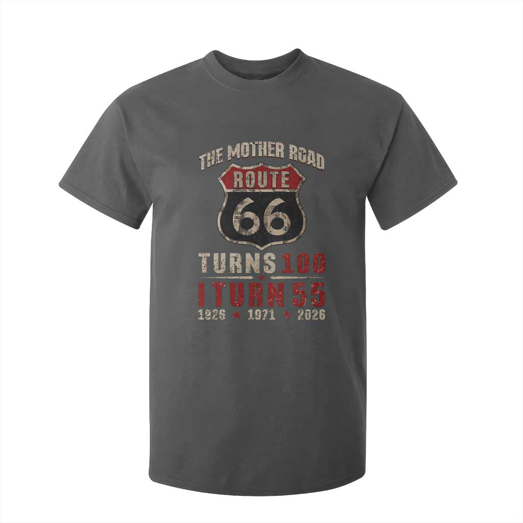 Route Highway 66 Turns 100 I Turn 55 T Shirt For Kid Vintage 1971 Road Sign 55th Birthday Gift