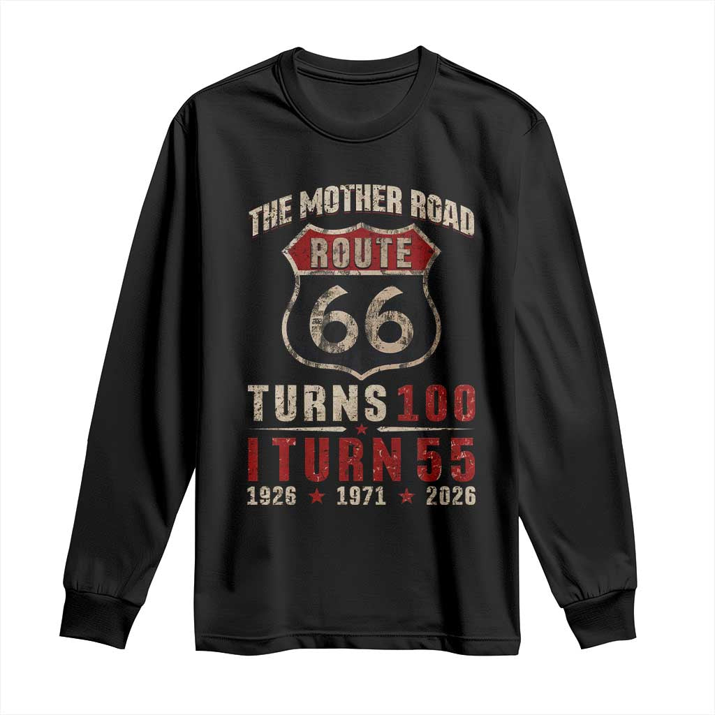 Route Highway 66 Turns 100 I Turn 55 Long Sleeve Shirt Vintage 1971 Road Sign 55th Birthday Gift