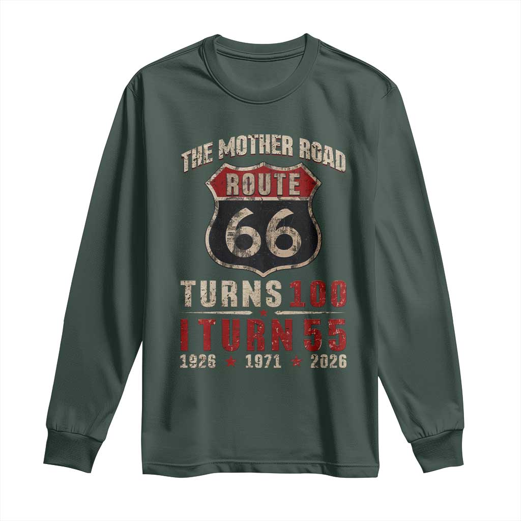 Route Highway 66 Turns 100 I Turn 55 Long Sleeve Shirt Vintage 1971 Road Sign 55th Birthday Gift