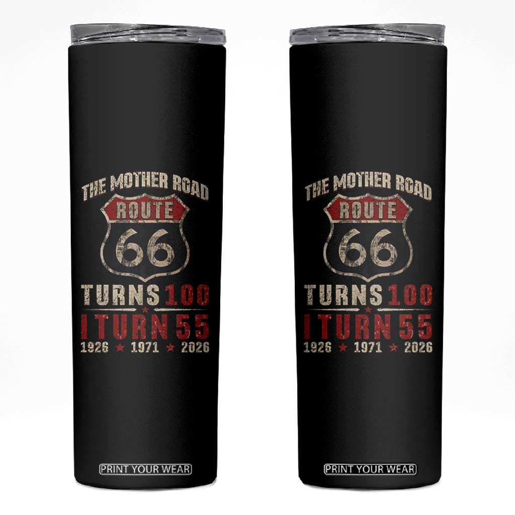Route Highway 66 Turns 100 I Turn 55 Skinny Tumbler Vintage 1971 Road Sign 55th Birthday Gift