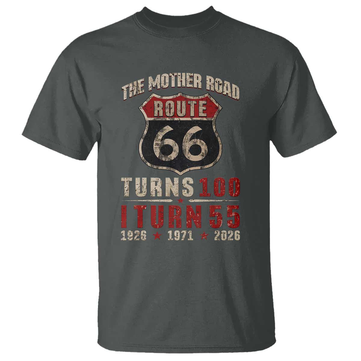 Route Highway 66 Turns 100 I Turn 55 T Shirt Vintage 1971 Road Sign 55th Birthday Gift