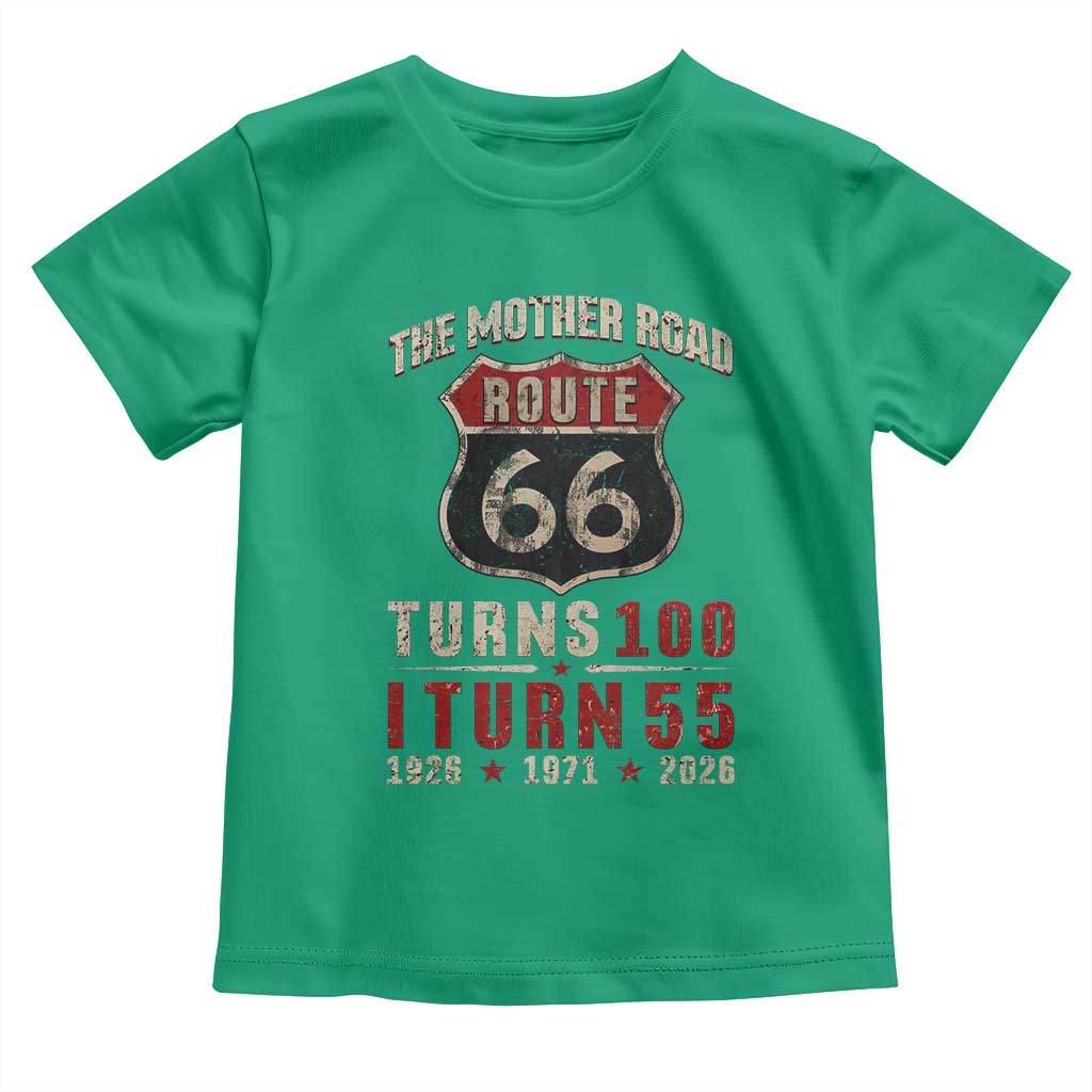 Route Highway 66 Turns 100 I Turn 55 Toddler T Shirt Vintage 1971 Road Sign 55th Birthday Gift