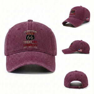 Route Highway 66 Turns 100 I Turn 55 Washed Cotton Baseball Cap Vintage 1971 Road Sign 55th Birthday Gift