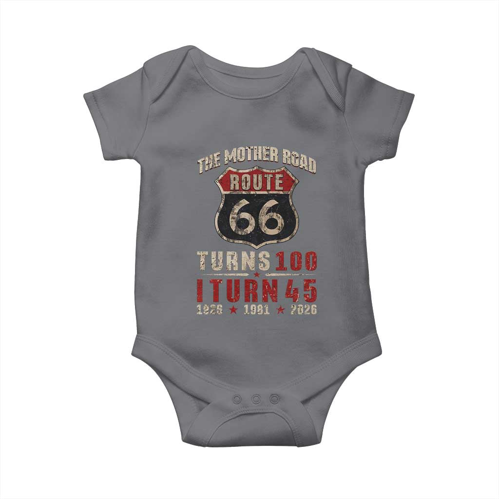 Route Highway 66 Turns 100 I Turn 45 Baby Onesie Vintage 1981 Road Sign 45th Birthday Gift