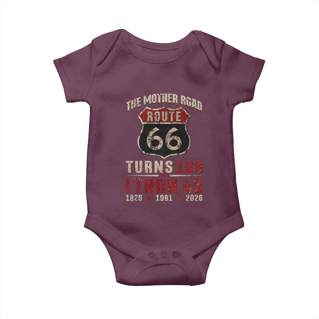 Route Highway 66 Turns 100 I Turn 45 Baby Onesie Vintage 1981 Road Sign 45th Birthday Gift