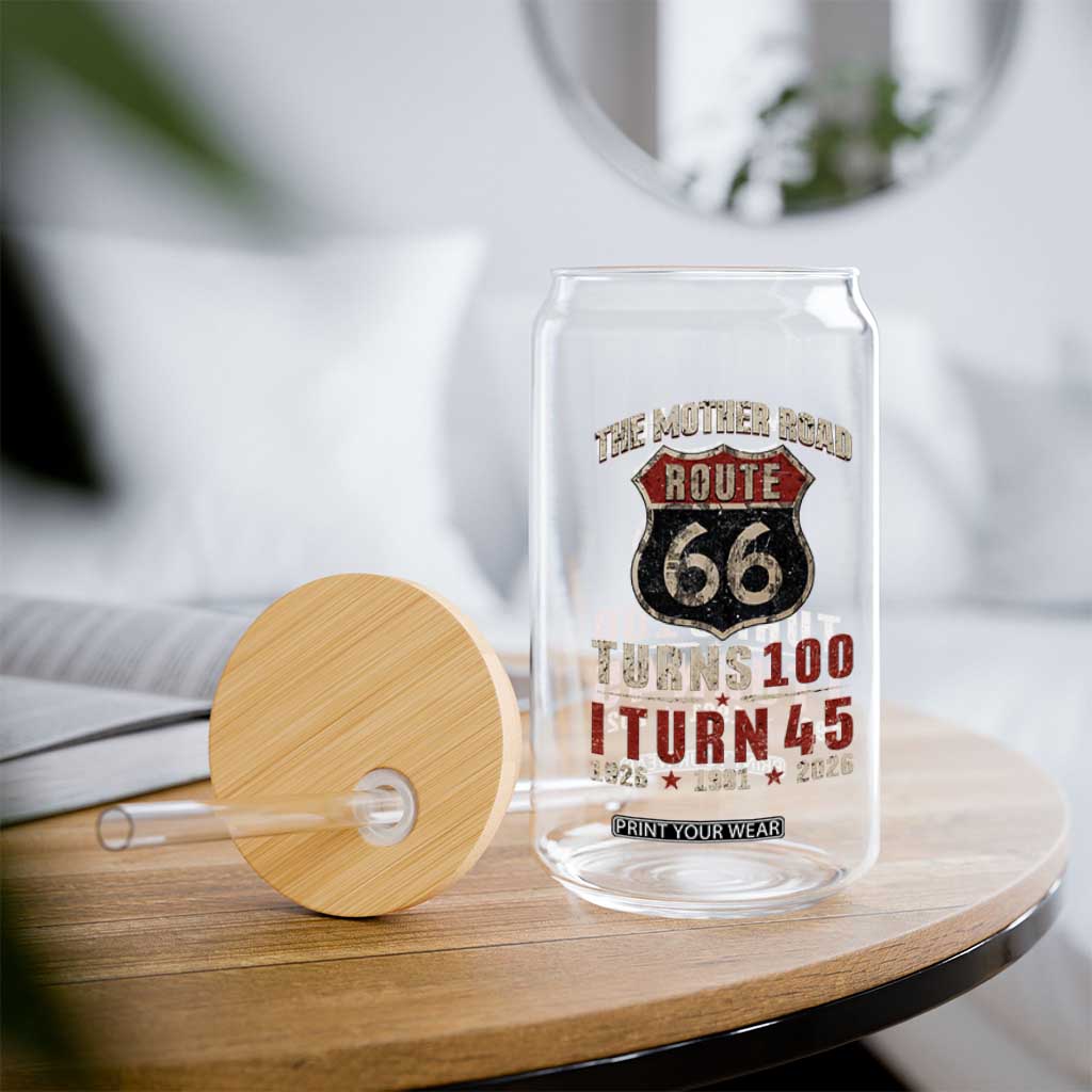 Route Highway 66 Turns 100 I Turn 45 Glass Can Vintage 1981 Road Sign 45th Birthday Gift