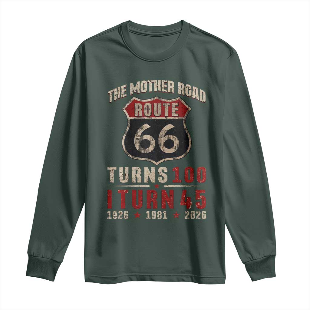 Route Highway 66 Turns 100 I Turn 45 Long Sleeve Shirt Vintage 1981 Road Sign 45th Birthday Gift