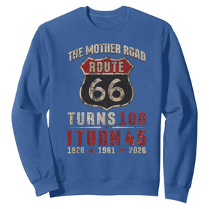Route Highway 66 Turns 100 I Turn 45 Sweatshirt Vintage 1981 Road Sign 45th Birthday Gift
