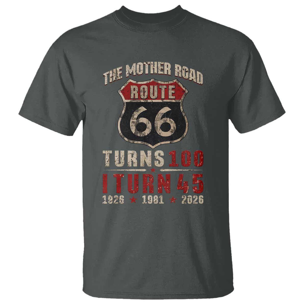 Route Highway 66 Turns 100 I Turn 45 T Shirt Vintage 1981 Road Sign 45th Birthday Gift