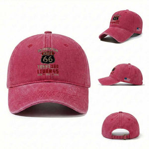 Route Highway 66 Turns 100 I Turn 45 Washed Cotton Baseball Cap Vintage 1981 Road Sign 45th Birthday Gift