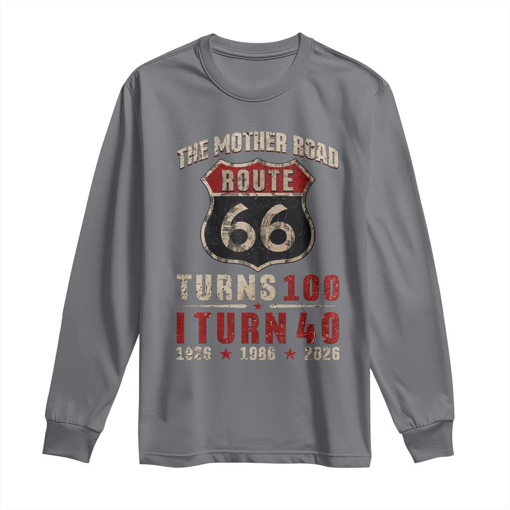 Route Highway 66 Turns 100 I Turn 40 Long Sleeve Shirt Vintage 1986 Road Sign 40th Birthday Gift