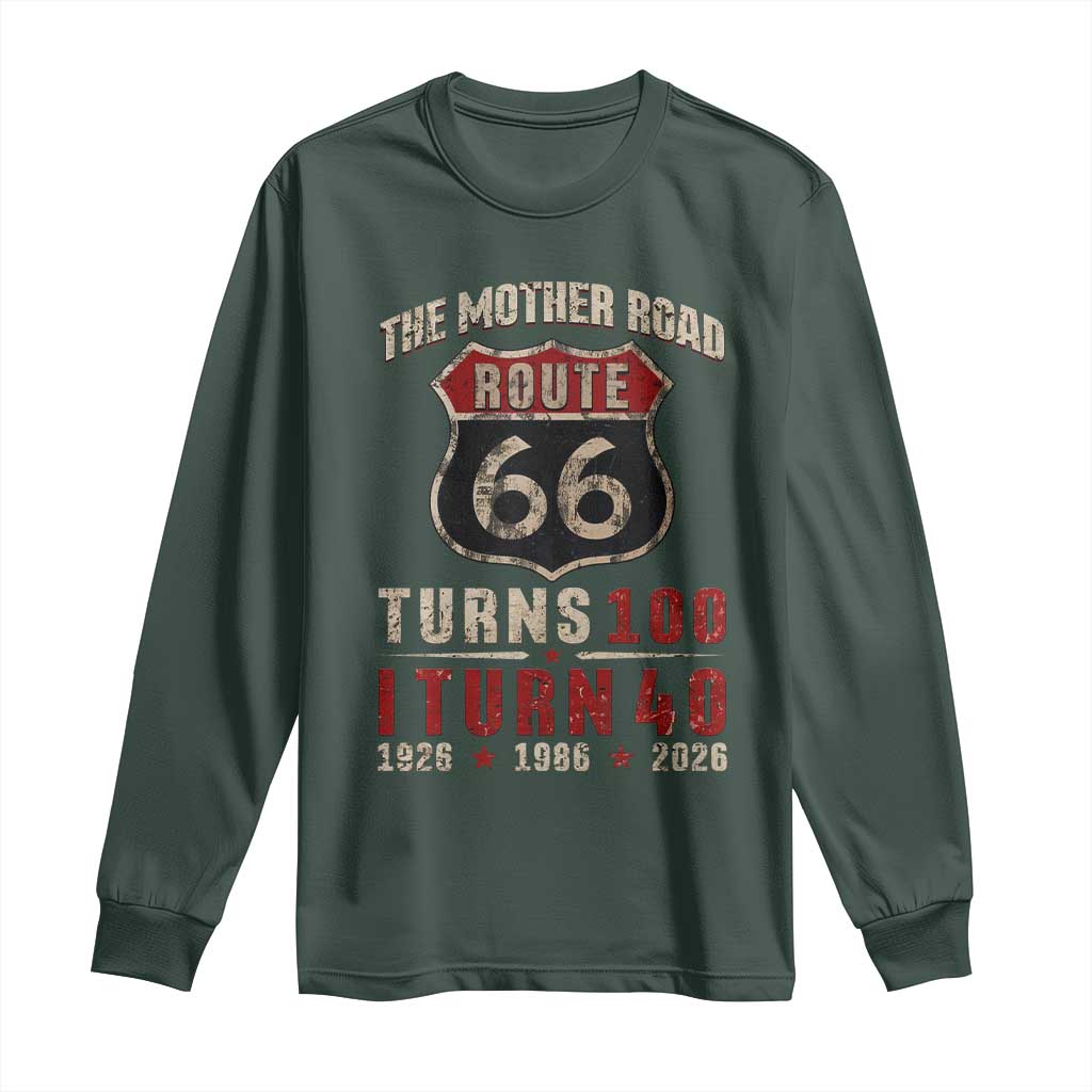 Route Highway 66 Turns 100 I Turn 40 Long Sleeve Shirt Vintage 1986 Road Sign 40th Birthday Gift