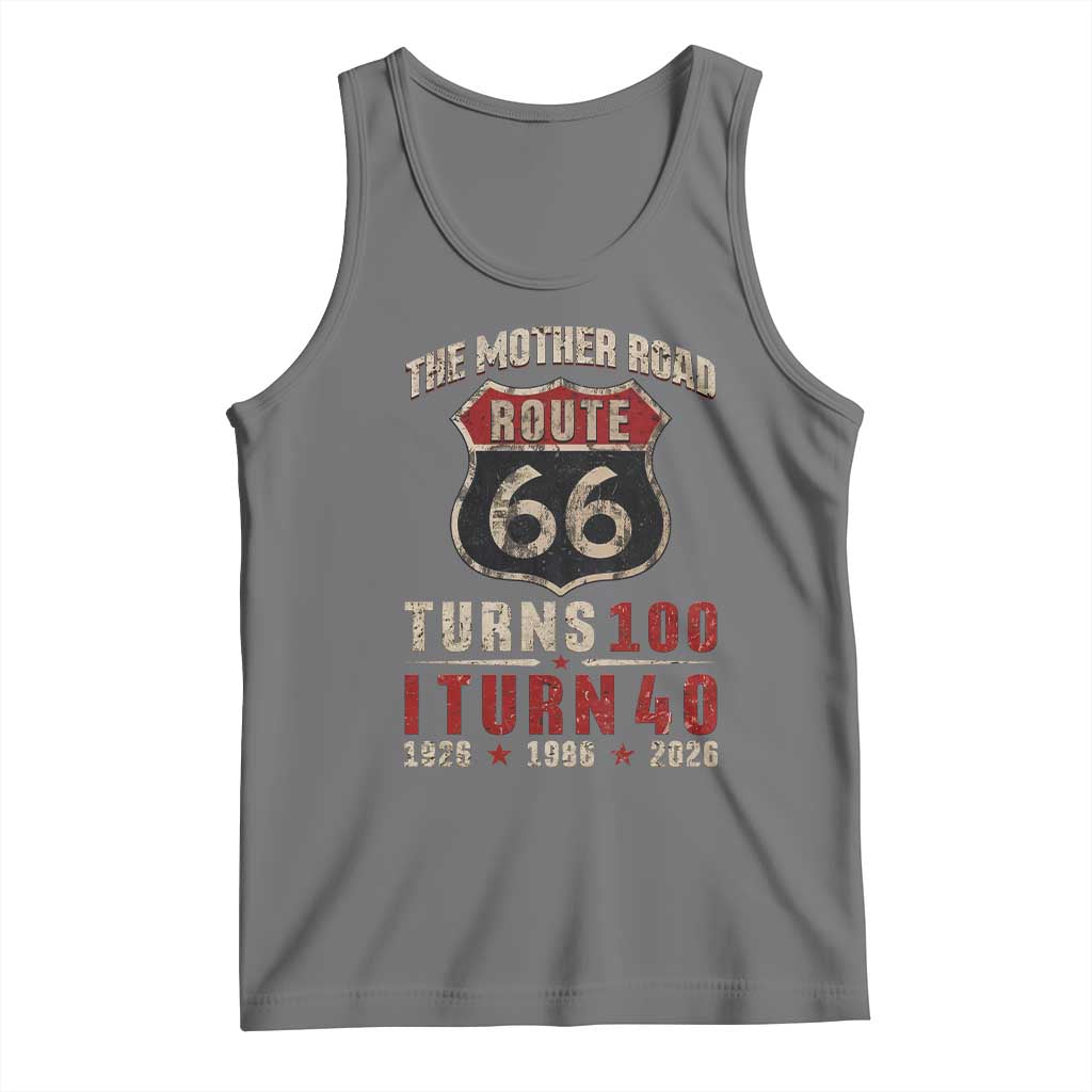 Route Highway 66 Turns 100 I Turn 40 Tank Top Vintage 1986 Road Sign 40th Birthday Gift