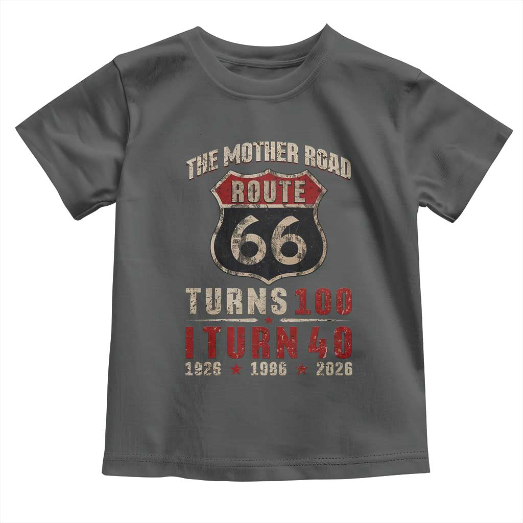 Route Highway 66 Turns 100 I Turn 40 Toddler T Shirt Vintage 1986 Road Sign 40th Birthday Gift