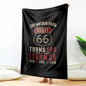 Route Highway 66 Turns 100 I Turn 35 Throw Blanket Vintage 1991 Road Sign 35th Birthday Gift