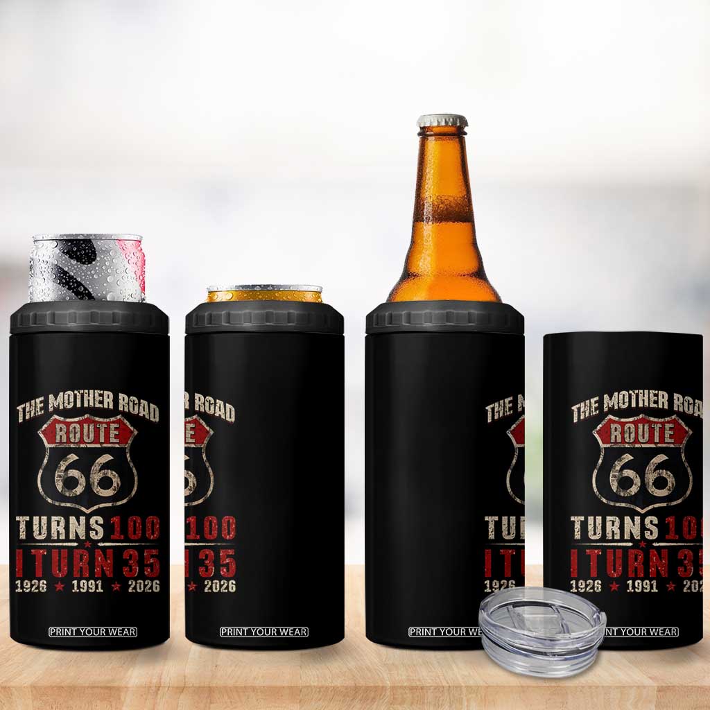 Route Highway 66 Turns 100 I Turn 35 4 in 1 Can Cooler Tumbler Vintage 1991 Road Sign 35th Birthday Gift