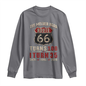 Route Highway 66 Turns 100 I Turn 35 Long Sleeve Shirt Vintage 1991 Road Sign 35th Birthday Gift