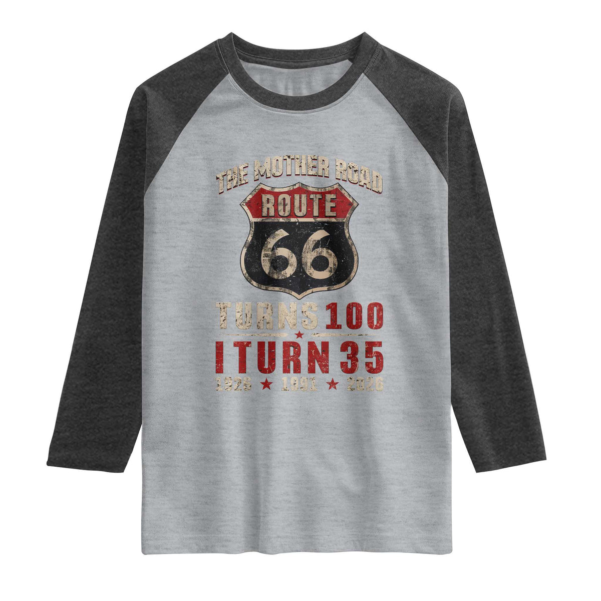 Route Highway 66 Turns 100 I Turn 35 Raglan Shirt Vintage 1991 Road Sign 35th Birthday Gift